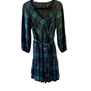J. Crew Factory Plaid Mini Dress - Green and Blue